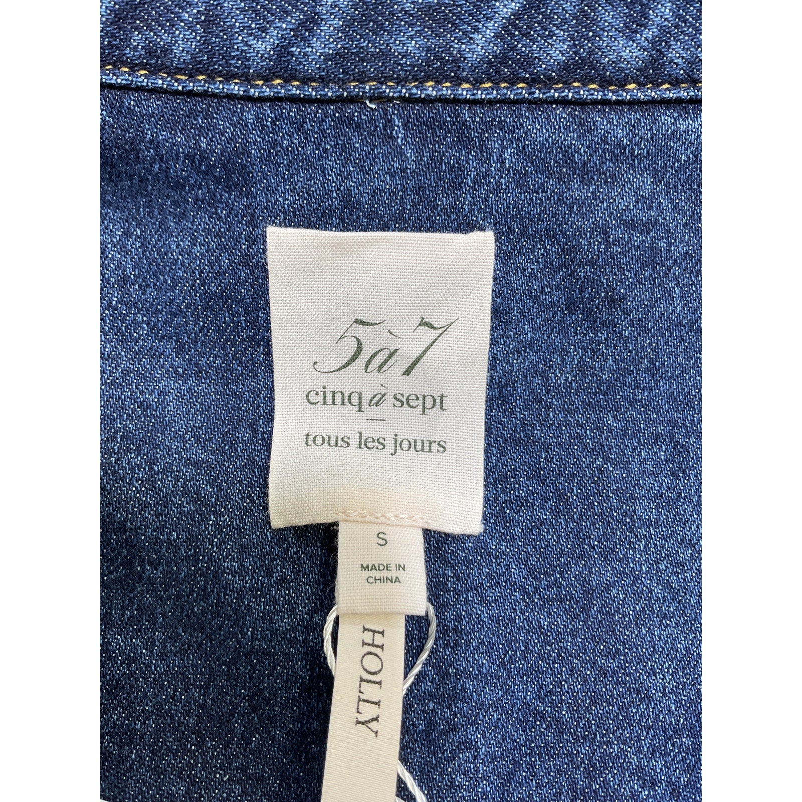 Cinq A Sept 'Holly' Blue Cotton Puff-Sleeve Denim Jacket Size S