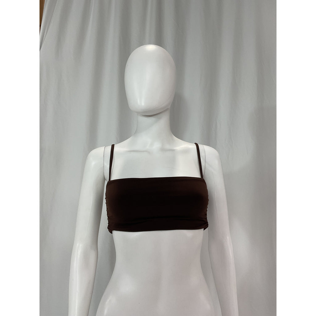 Nookie 'Aria' Brown Crepe Crop Top Size XS