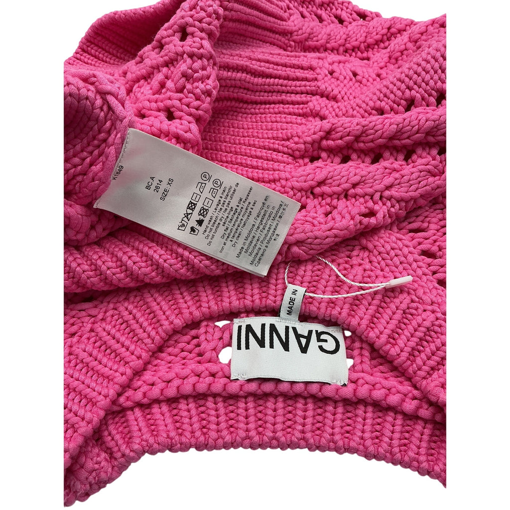 Ganni 'Rope' Pink Viscose Cropped Vest Size XS
