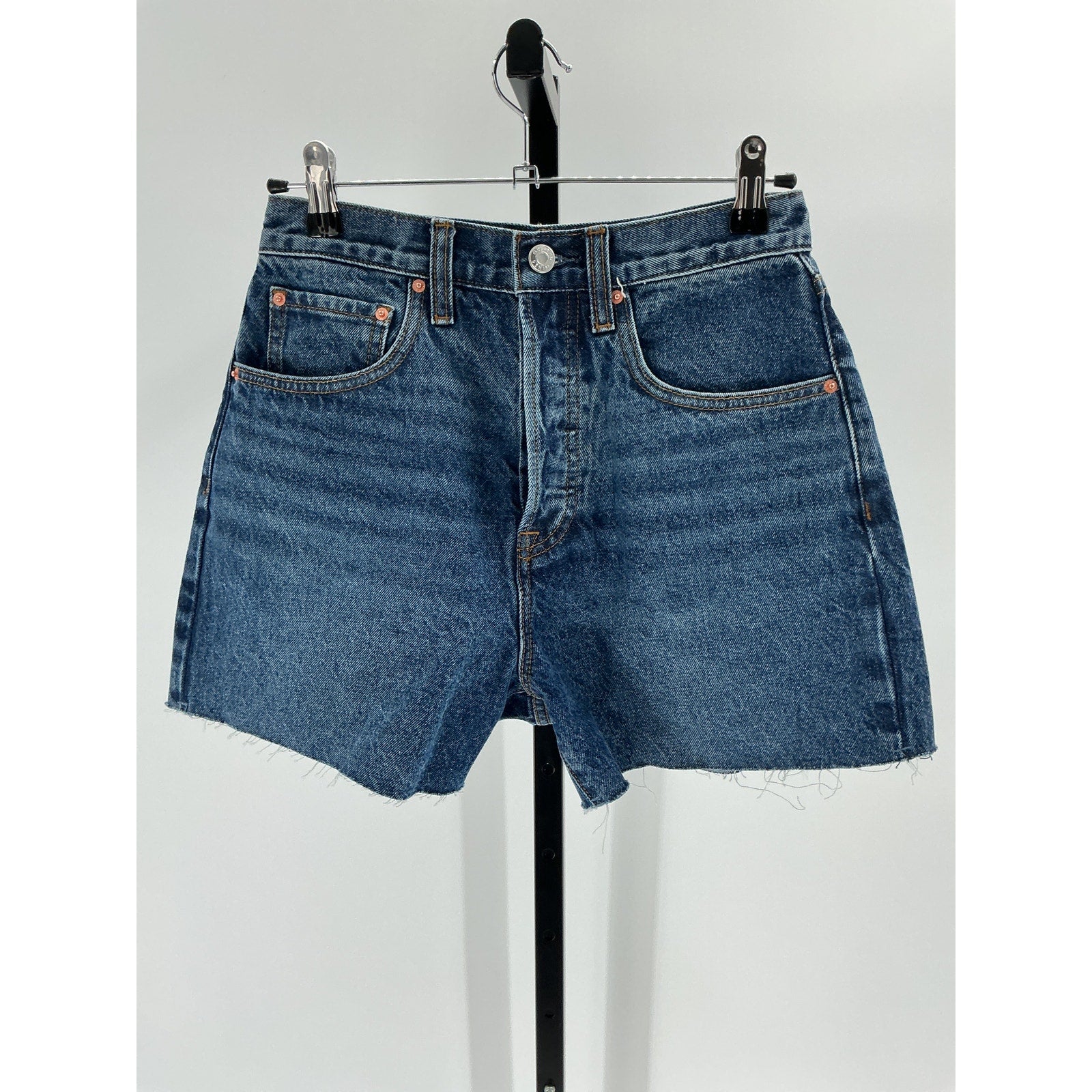 Grlfrnd 'Jules' Blue Cotton Super High Rise Vintage Short Size 26