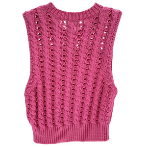 Ganni Sleeveless Rope Knit Logo Top Size XS