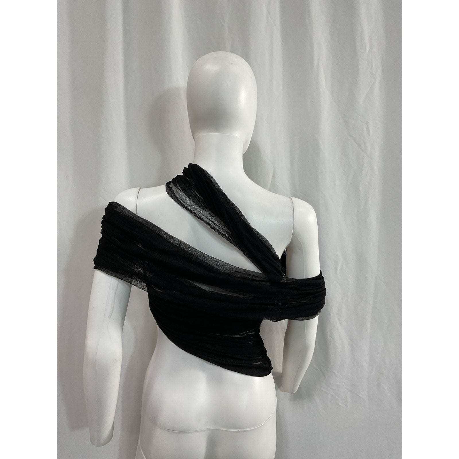 Christopher Esber 'Veiled' Black Off Shoulder Wrap Top Size 2