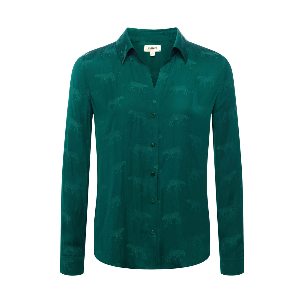 L'Agence 'Holly' Green Polyester Blouse Size XS