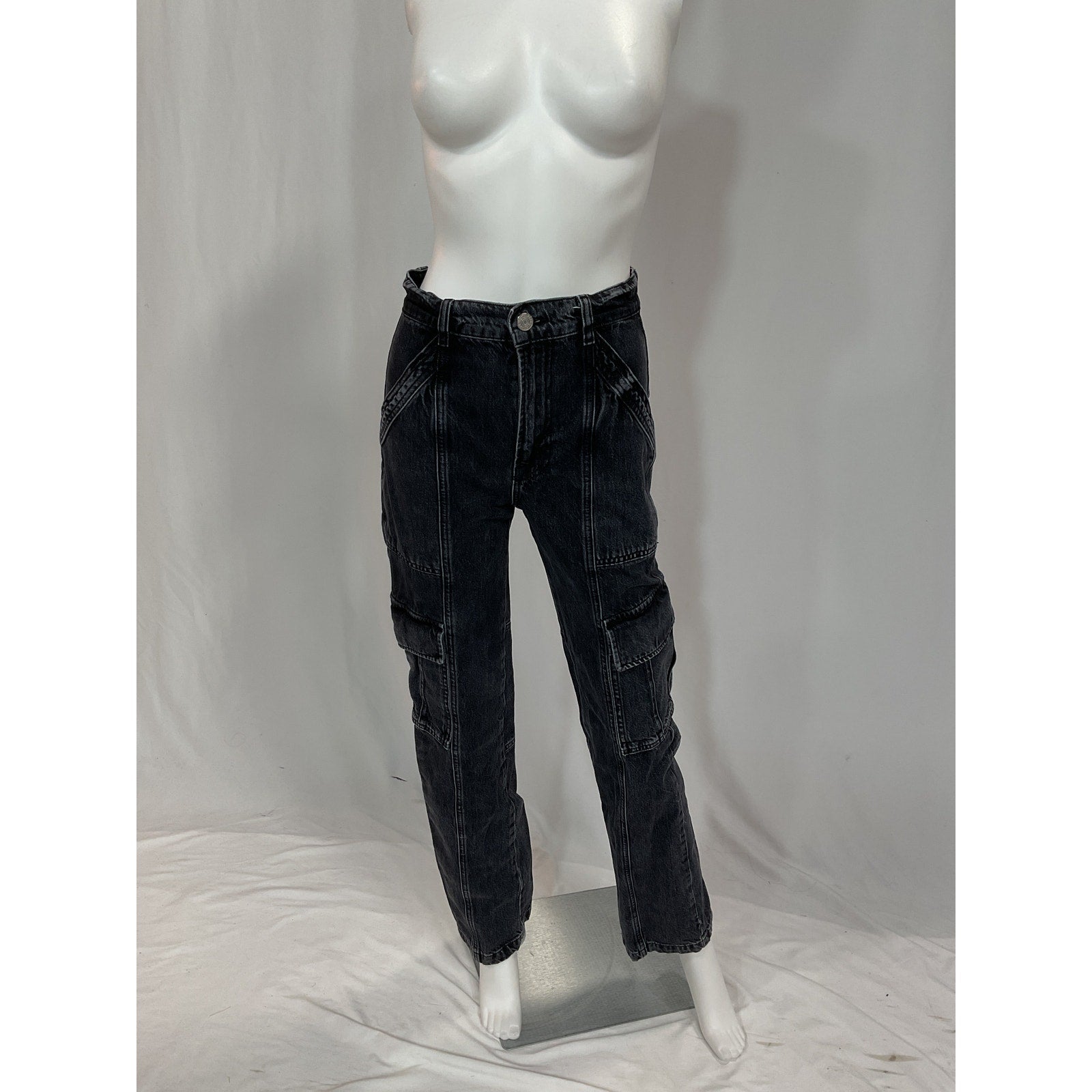 Frame 'Utility' Black High Rise Straight Denim Jeans Size 24