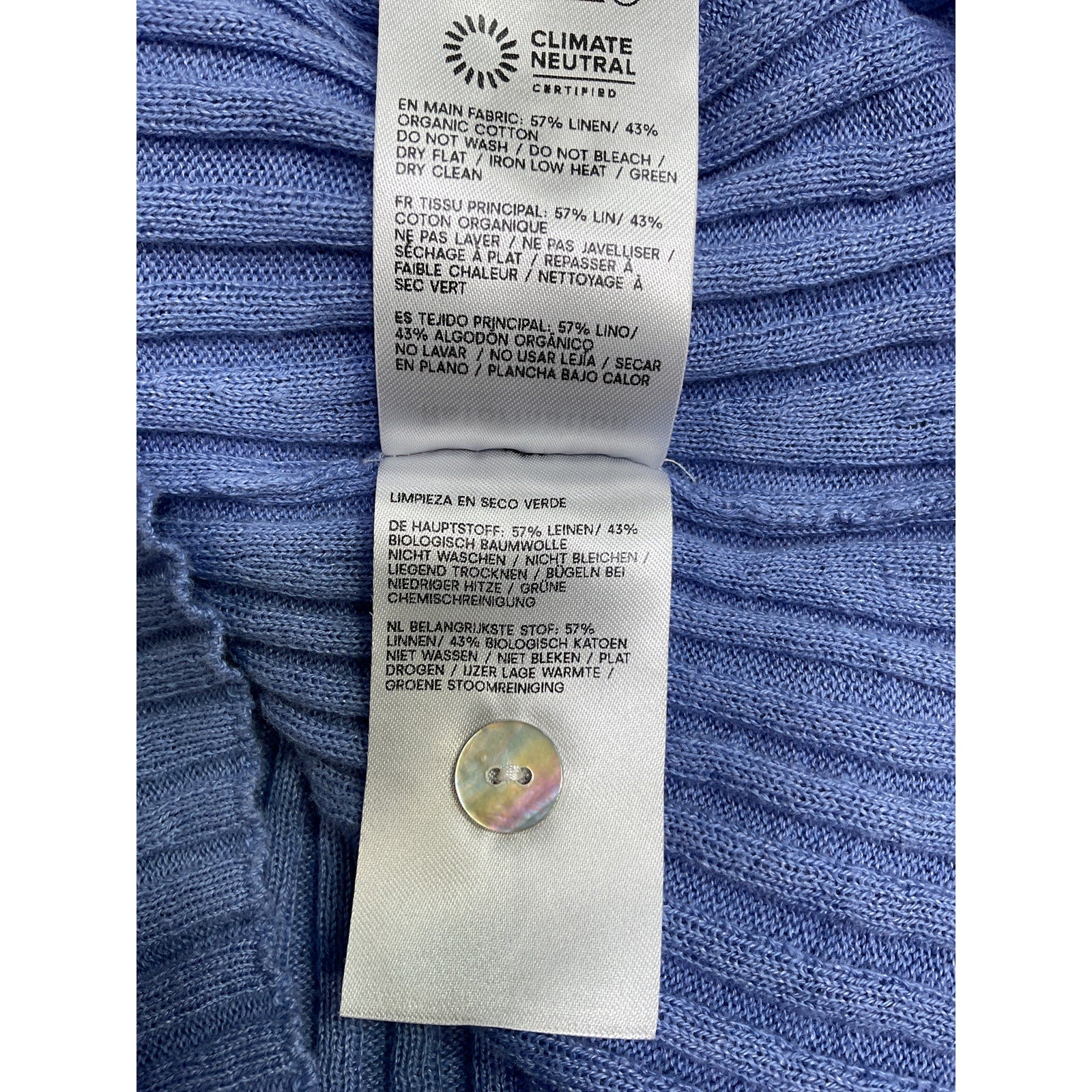 Reformation 'Celia' Blue Linen Cotton Cardigan Size XS