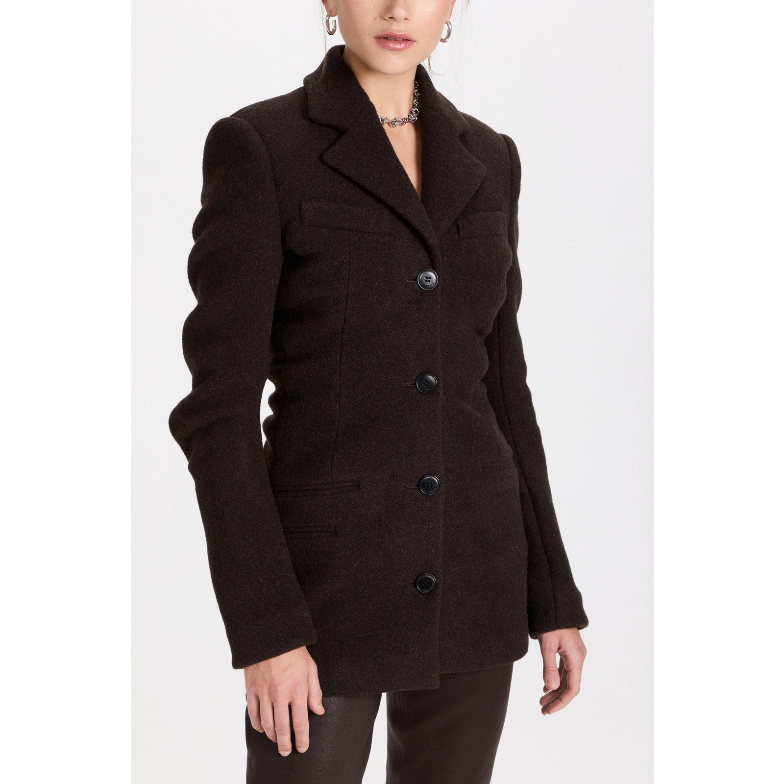 Alexander Wang 'Fitted' Black Wool Jacket With Stacked Detail Size 8 - NWT