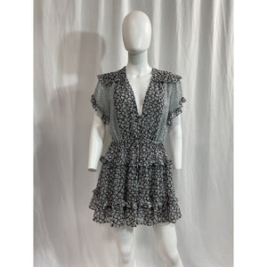 Sabina Musayev Floral Print Black Mini Dress Size M