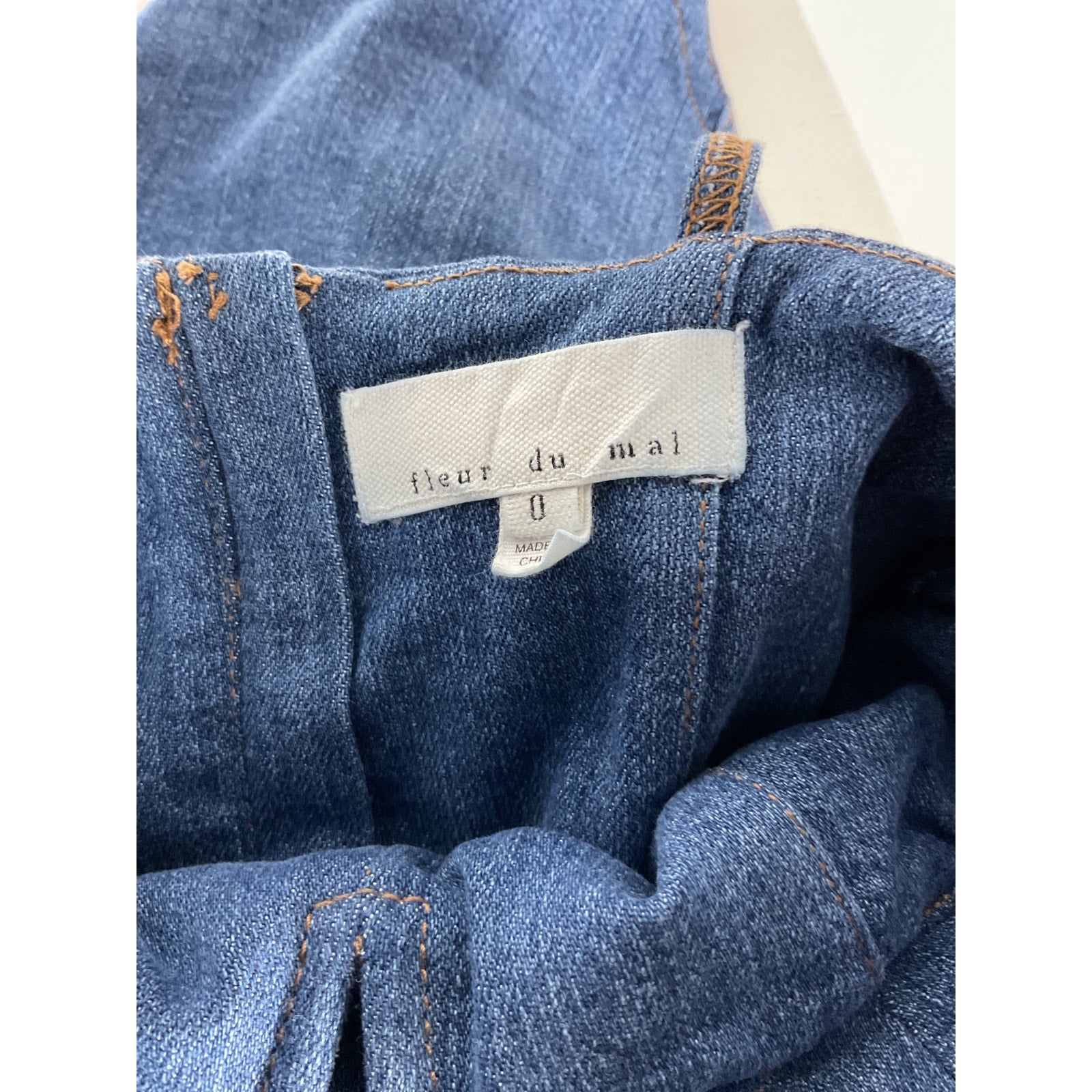 Fleur Du Mal 'Asymmetrical' Blue Cotton Denim High Leg Dress Size 0
