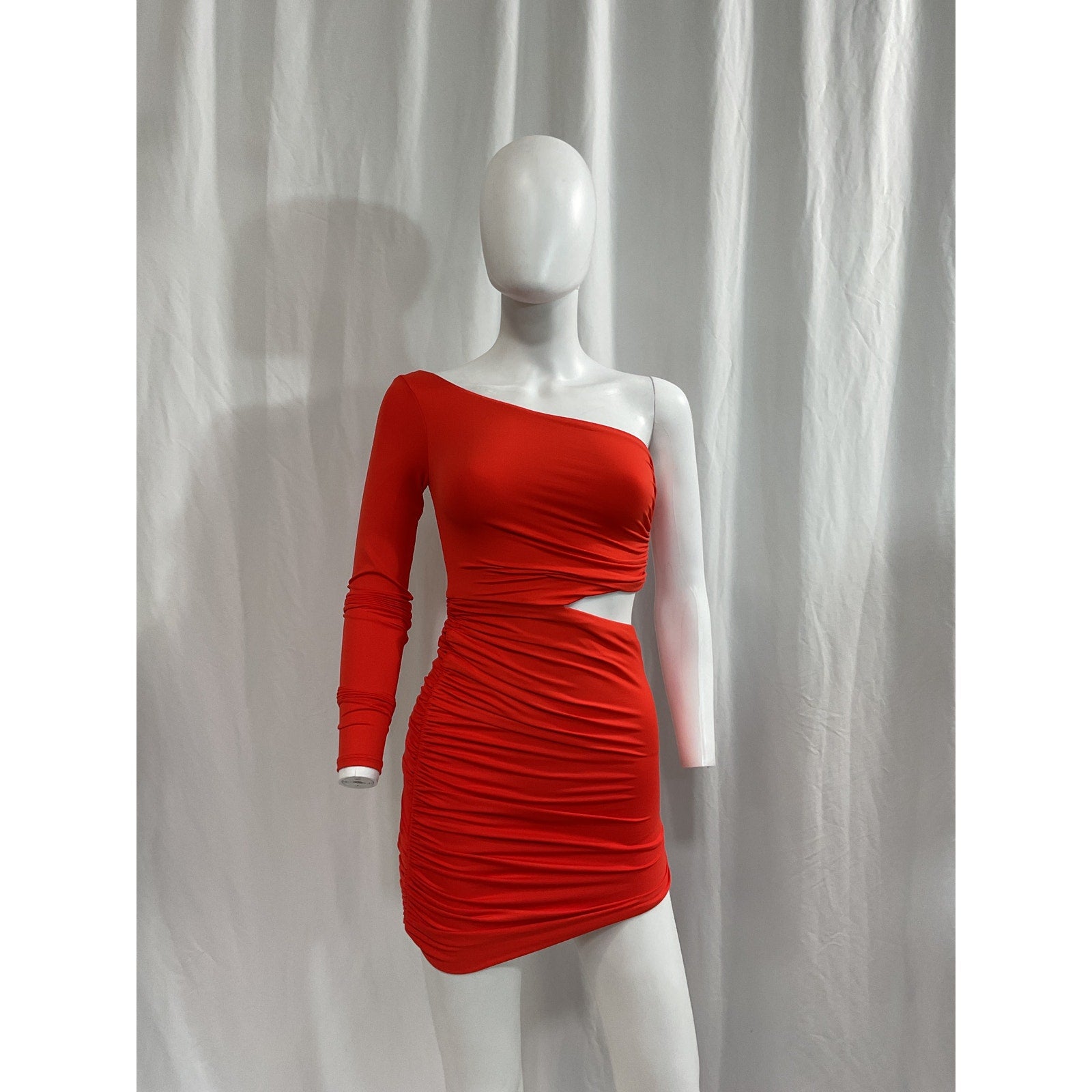 Alix Nyc 'Margeaux' Orange One-Shoulder Waist Cut Out Mini Dress Size P