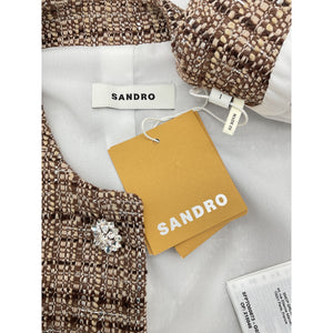 Sandro Embellished Brown Button Front Vest Size 1 NWT
