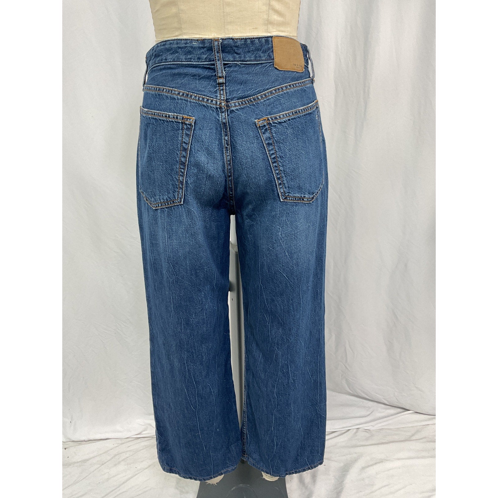 Rag & Bone Featherweight Blue Cotton Logan Wide Leg Denim Jean Size 27