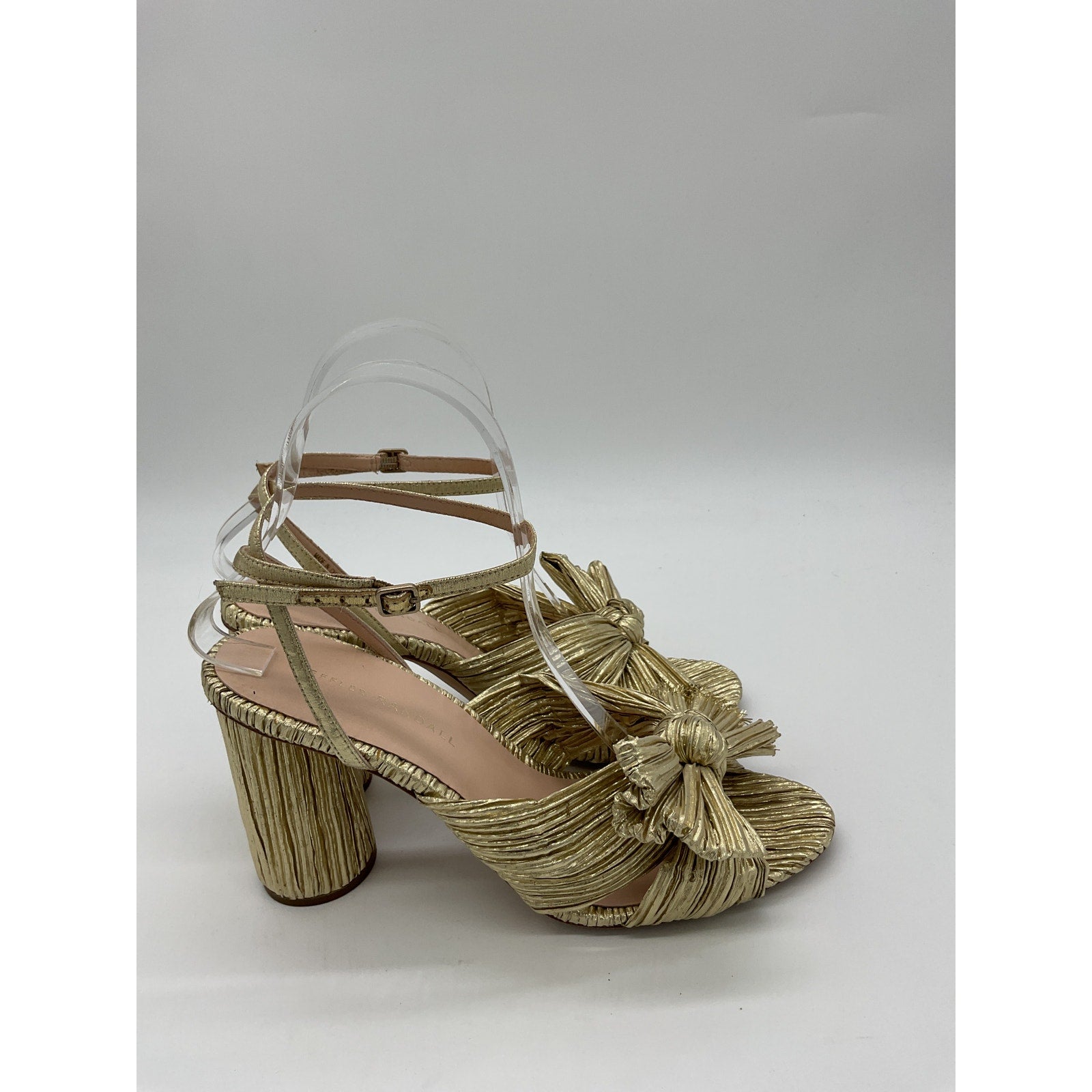 Loeffler Randall 'Camellia' Gold Leather  Knotted Lam� Sandals Size 9