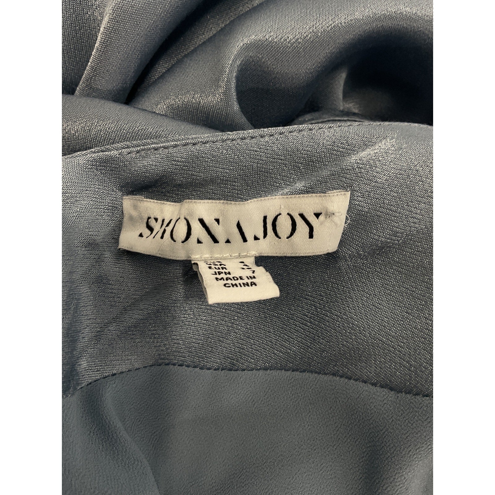 Shona Joy 'La Lune' Blue Lace Back Satin Maxi Dress Size 4