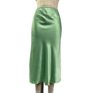 Anna October Satin Green Voleta Skirt Size S