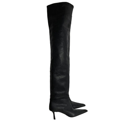 Alexander Wang 'Viola 65' Black Leather High Hip Boot Size 10