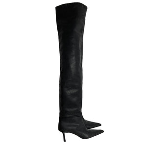 Alexander Wang 'Viola 65' Black Leather High Hip Boot Size 10
