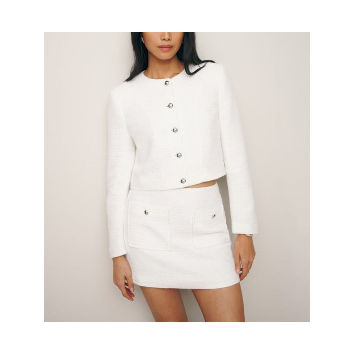 Reformation 'Trista' White Polyester Jacket Size M