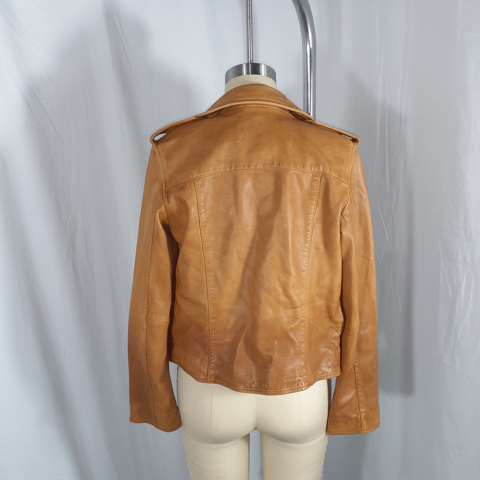 Allsaints 'Fern Dipdye' Brown Leather Biker Jacket Size 4