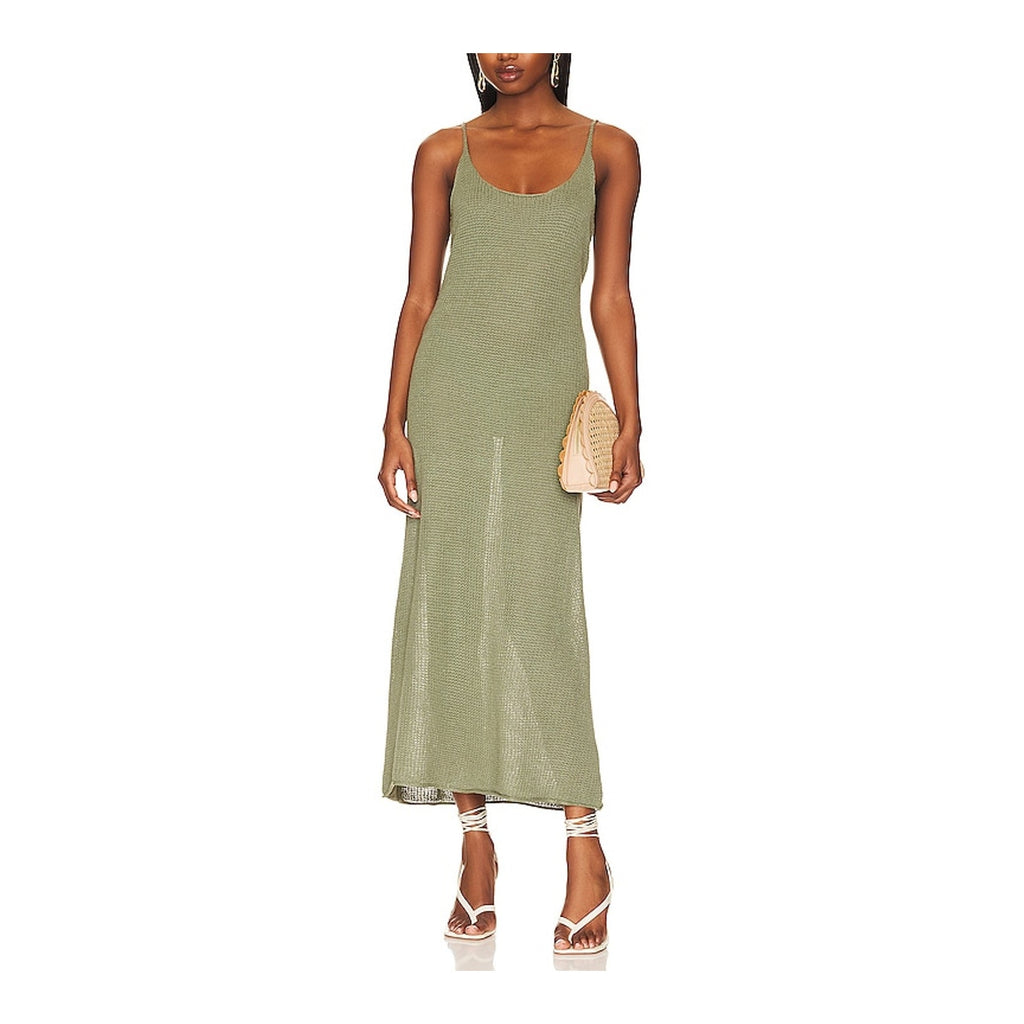 Onia 'Textured' Green Linen Sweater Scoop Maxi Size M - NWT