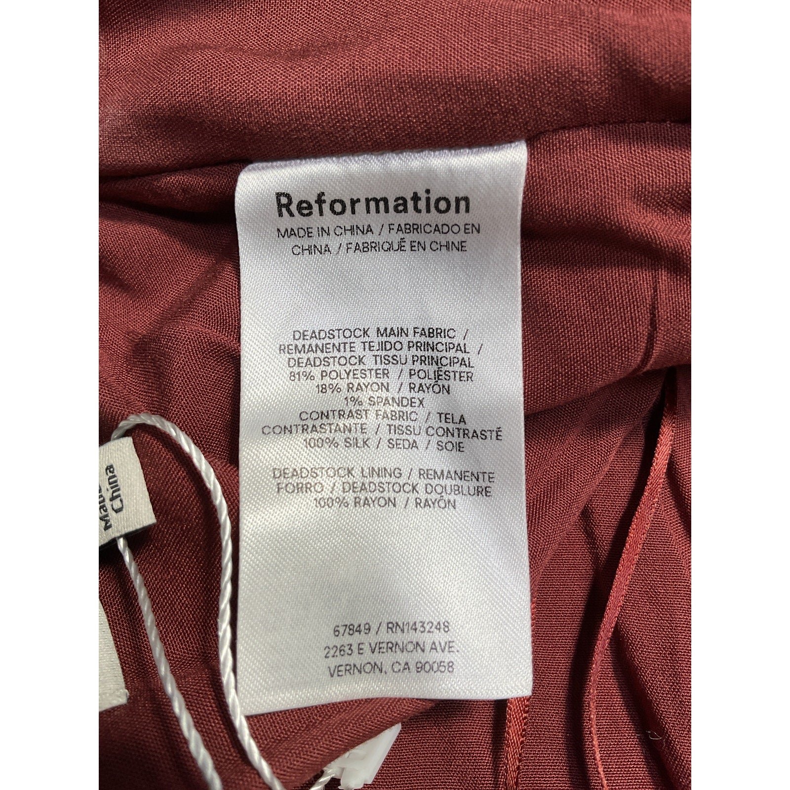 Reformation 'Melanie' Red Polyester Top Size 0
