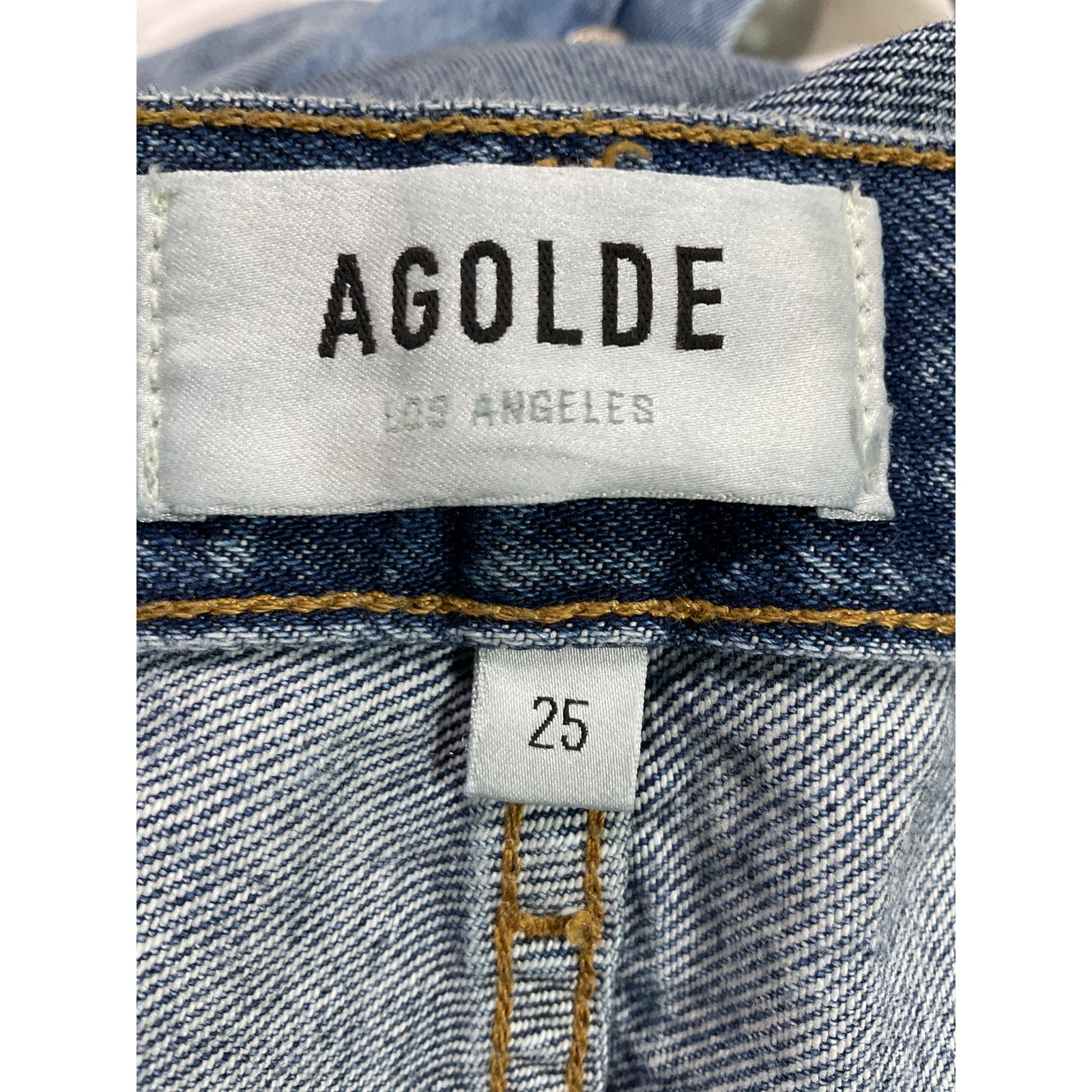 Agolde 'Riley' Blue High Rise Straight Crop Denim Jean Size 25