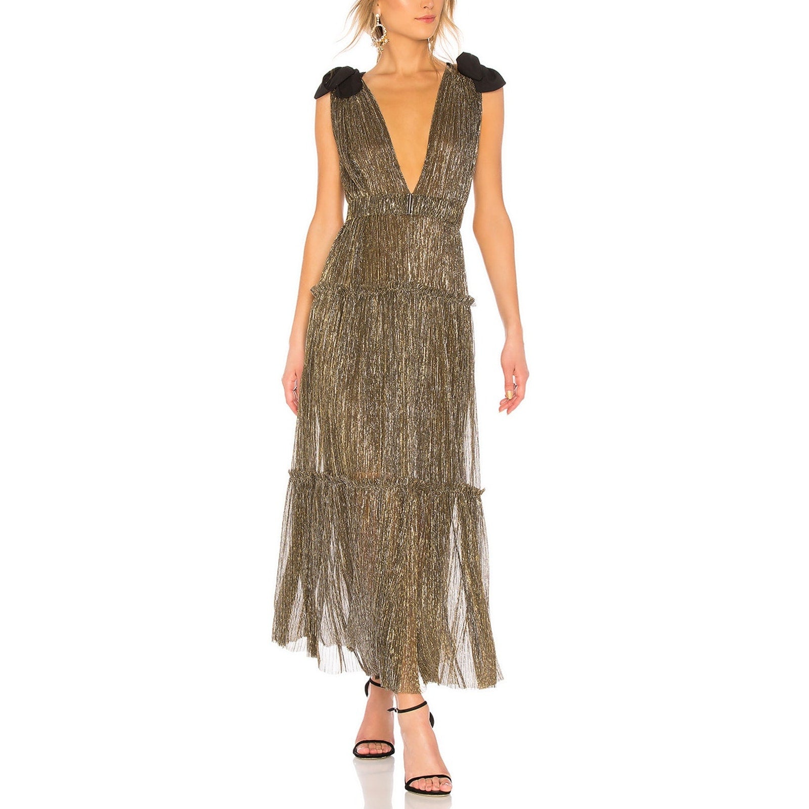 Sabina Musayev 'Ray' Gold Polyester Dress Size XS