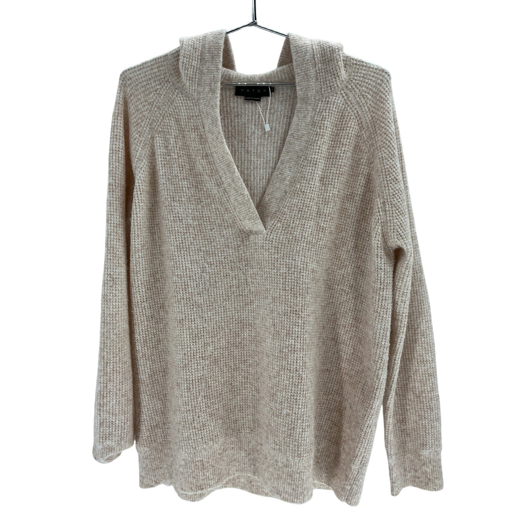 Hatch 'The Cozy' Beige Acrylic Waffle Hoodie Size 2