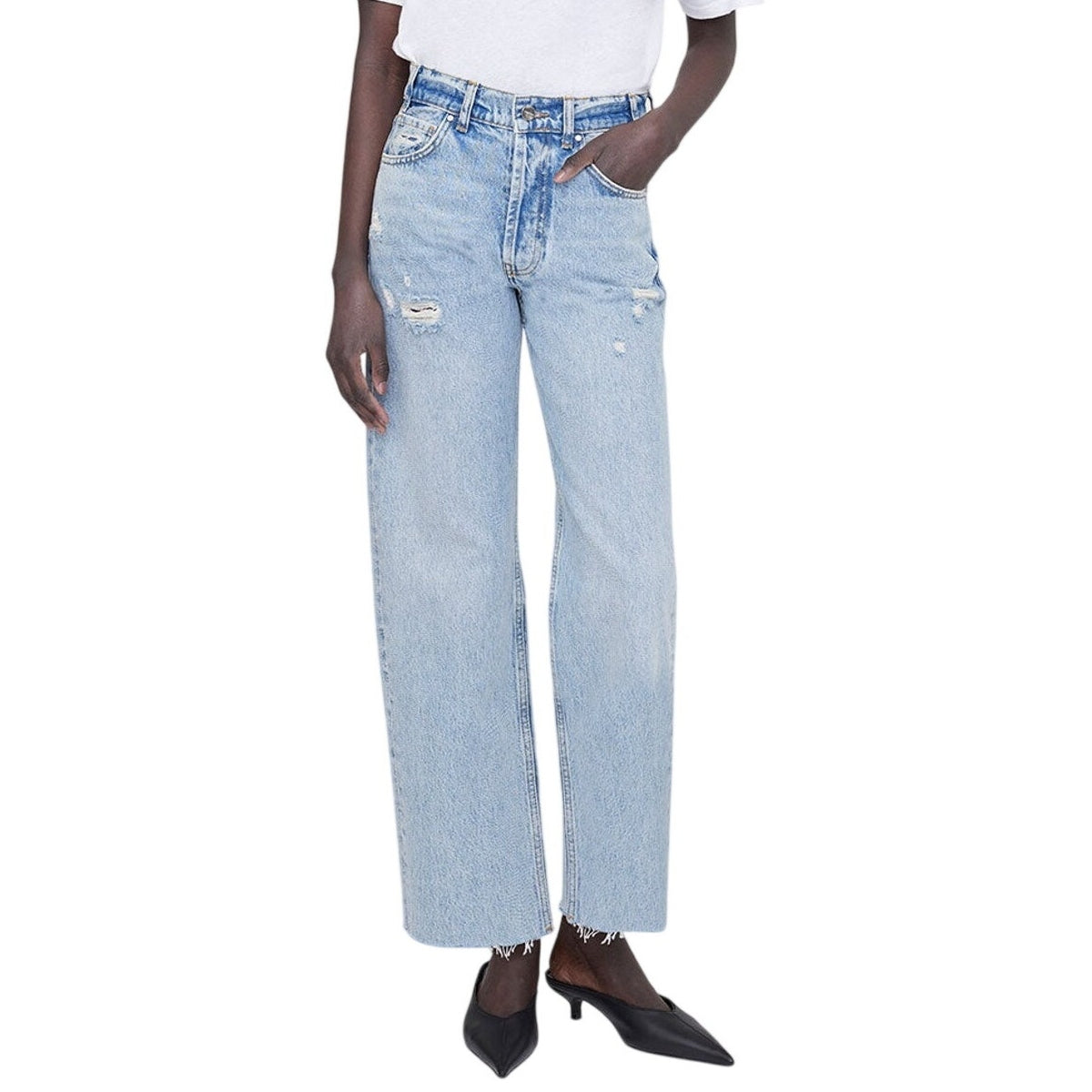 Anine Bing Distressed Blue Gavin Denim Jeans Size 28
