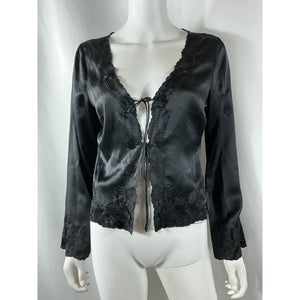 Reformation 'Rosina' Black Silk Top Size 6