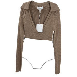 L'Academie Ribbed Beige Mattia Sweater Size XS