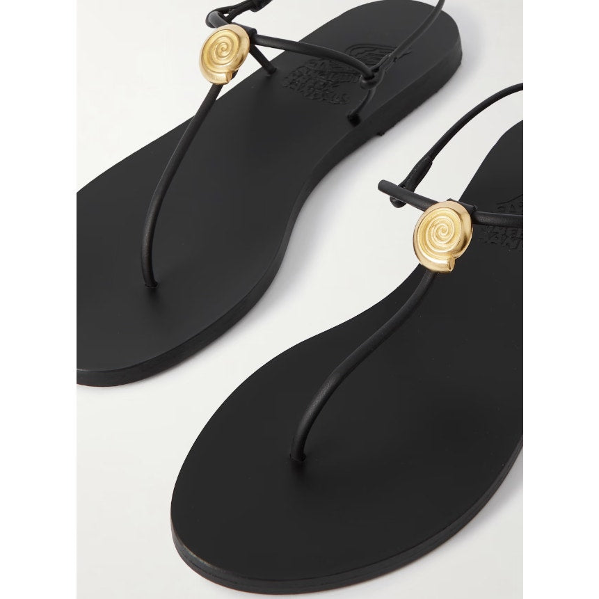 Ancient Greek 'Dimitra' Black Embellished Leather Sandals Size 10 - NWT