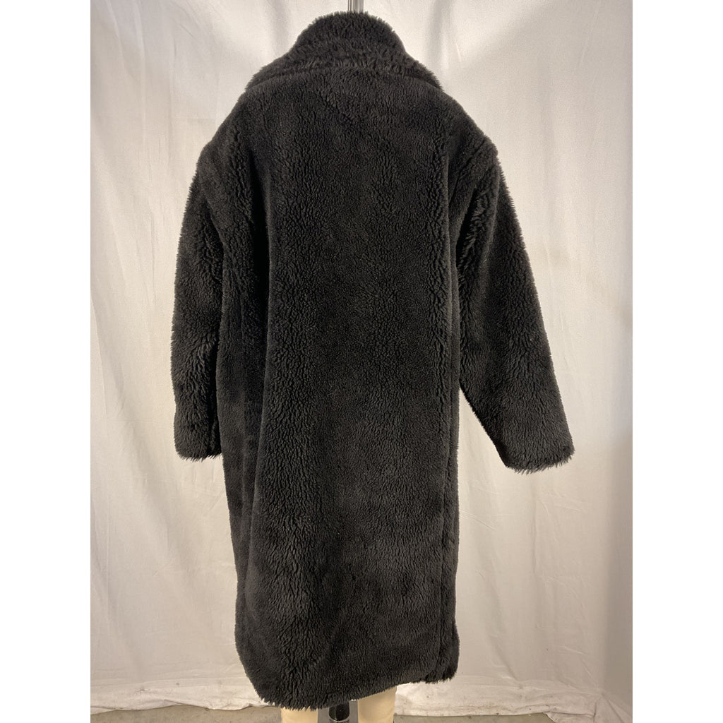Yves Salomon 'Meteo' Black Wool & Faux Fur Coat Size 36