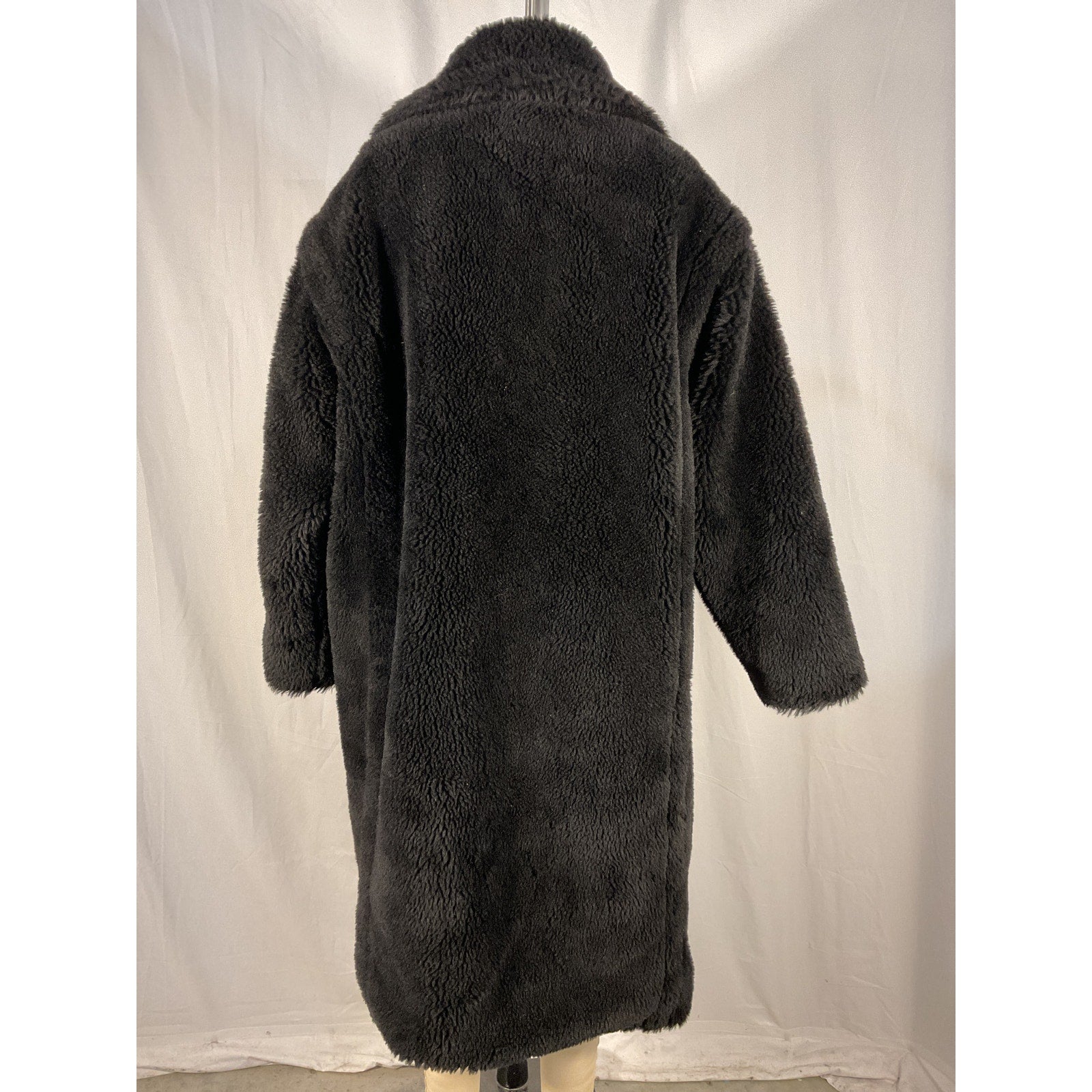 Yves Salomon 'Meteo' Black Wool & Faux Fur Coat Size 36