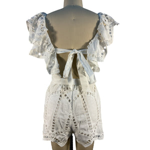 Saylor Eyelet White Manet Romper Size XS NWT