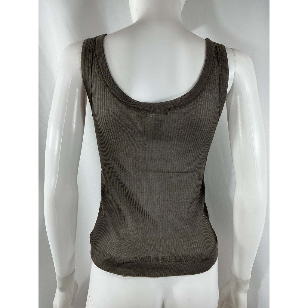 Lemaire Seamless Brown Viscose Ribbed Tank Top Size S