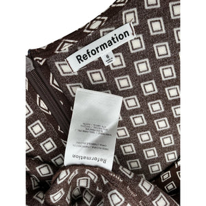 Reformation Geometric Brown Noha Dress Size 6