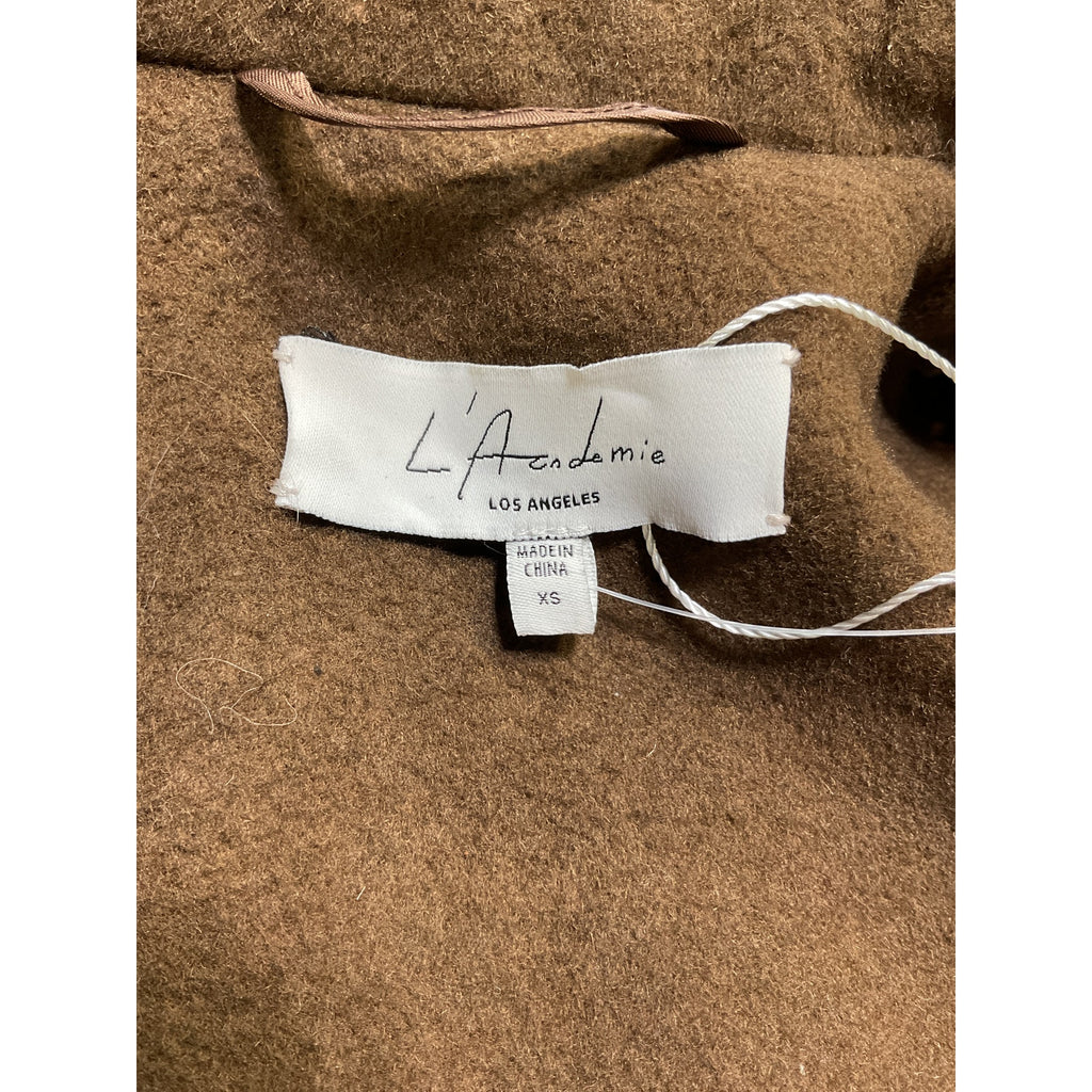 L'Academie X 'Marianna' Brown Wool Long Coat Size XS