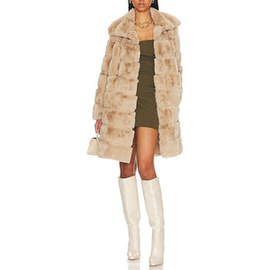 Adrienne Landau x Revolve Cream Polyester Faux Fur Long Coat Size M