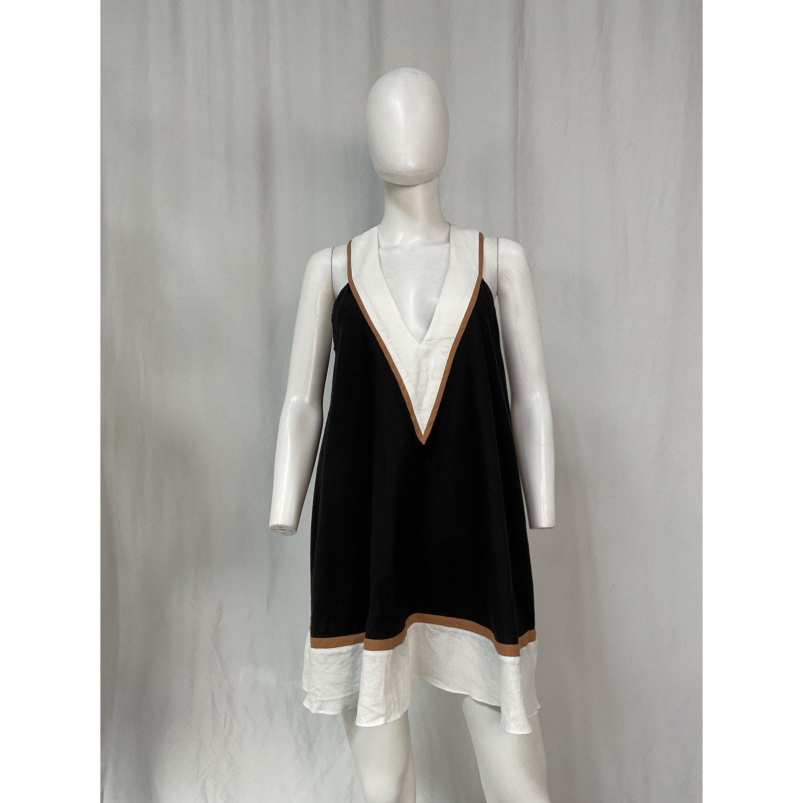 Caroline Constas 'Cassia' Black Linen Coverup Dress Size S - NWT