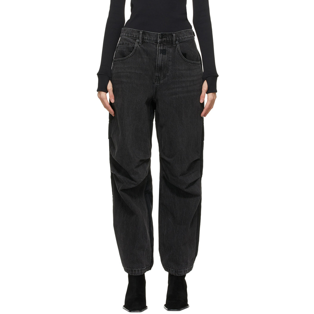 Alexander Wang Utility Black Pack Mix Hybrid Denim Jeans Size 27