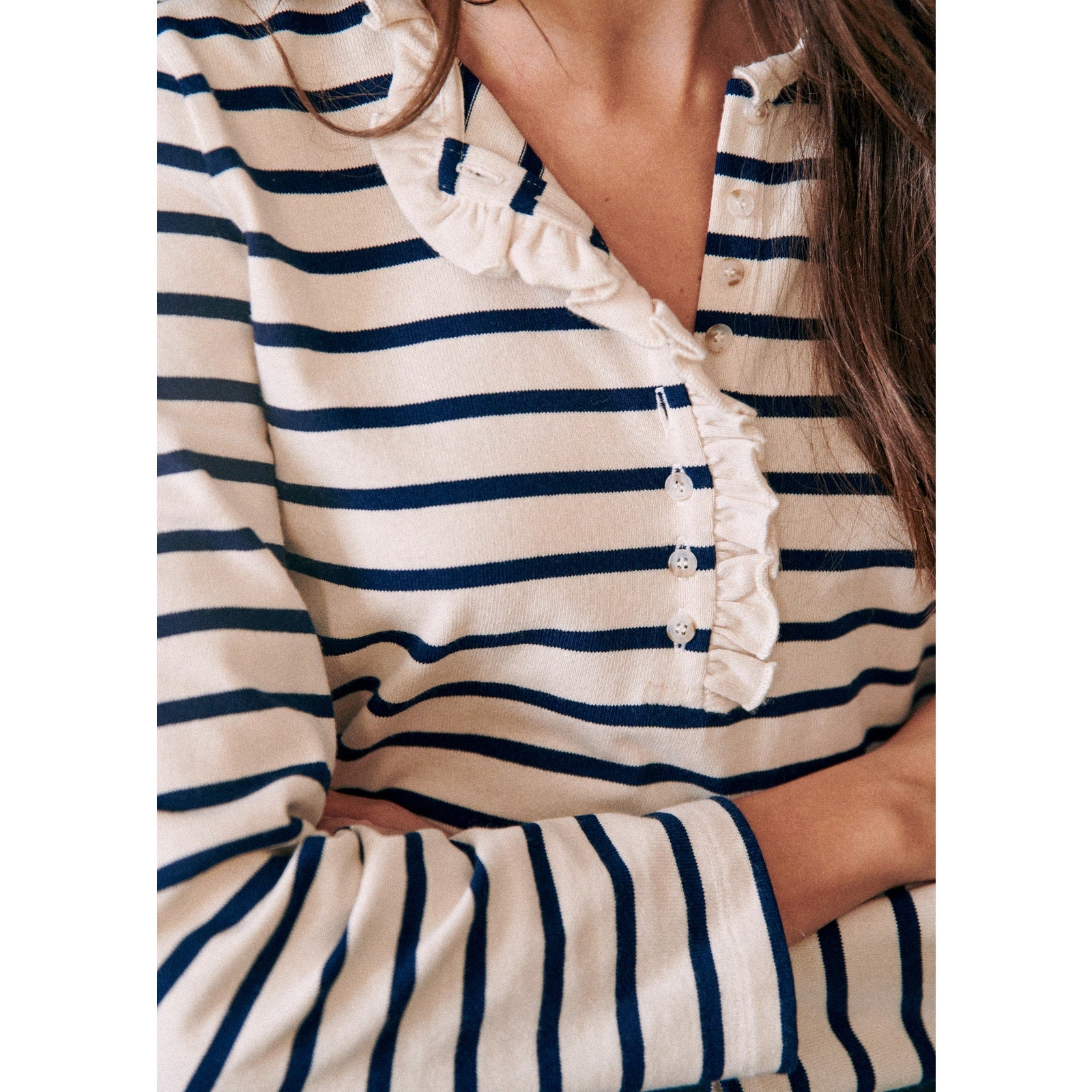 S�zane 'Ga�l' White Marini�re Sweater Size XS