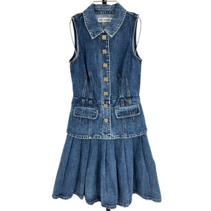Self Portrait Tailored Blue Denim Mini Dress Size 4