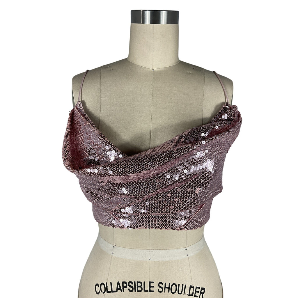 Alex Perry Bikini Pink Viscose Cowl Sequin Drape Top Size 4