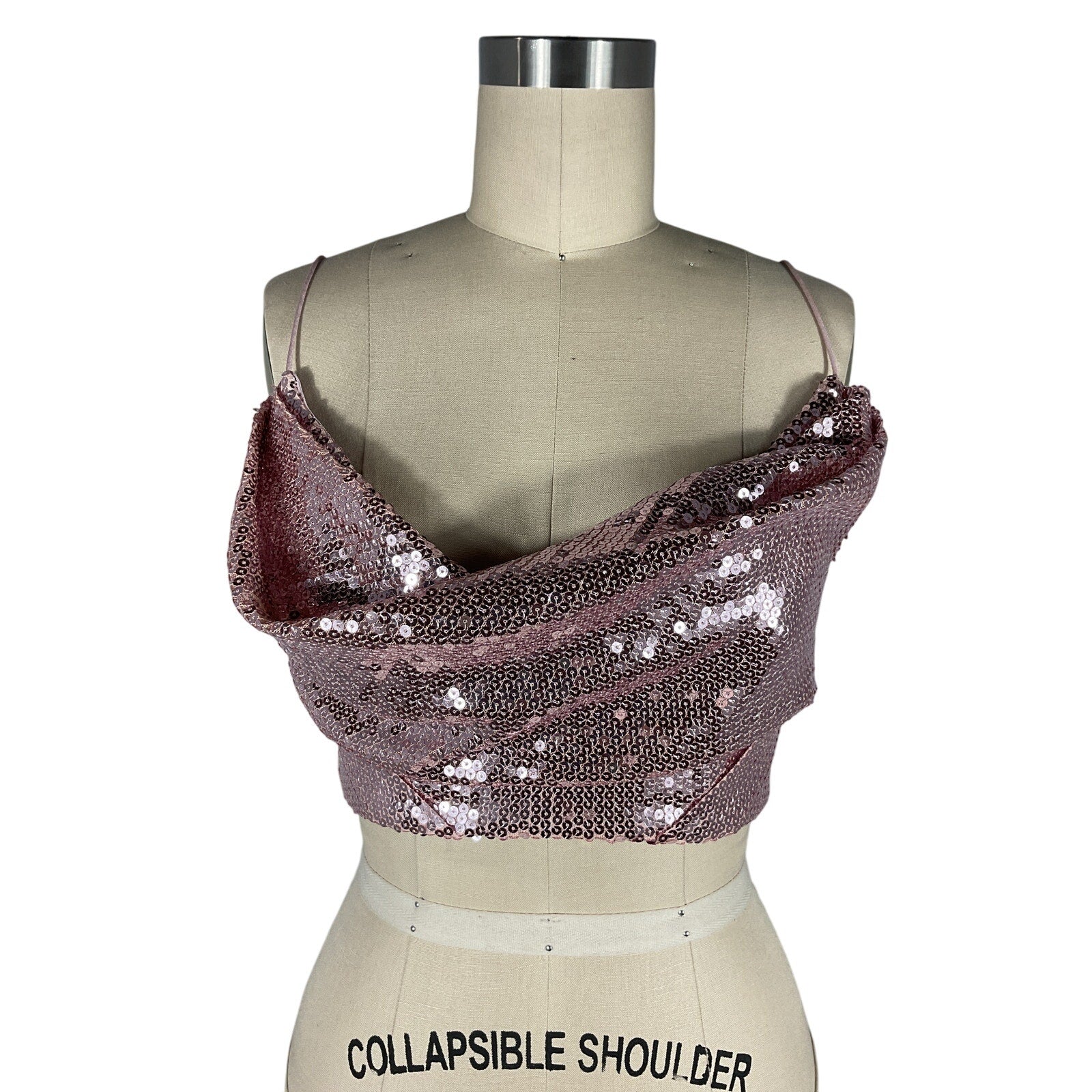 Alex Perry Bikini Pink Viscose Cowl Sequin Drape Top Size 4