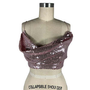 Alex Perry Bikini Pink Viscose Cowl Sequin Drape Top Size 4