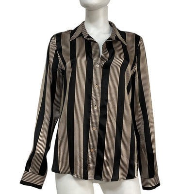 L'agence Striped Black Tyler Button Up Shirt Size M