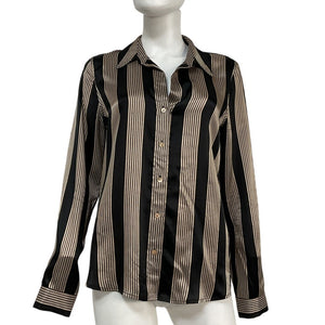 L'agence Striped Black Tyler Button Up Shirt Size M
