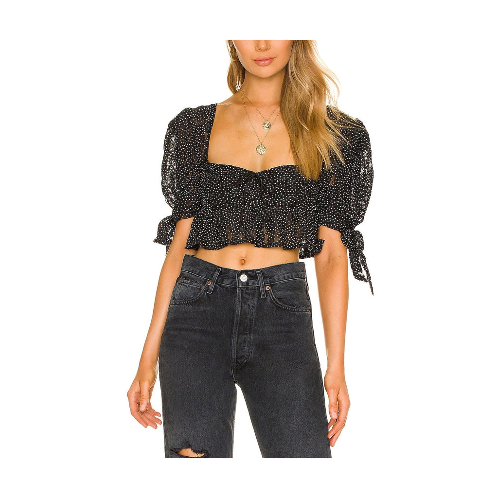 For Love & Lemons 'Lelia' Black Polyester Top Size M