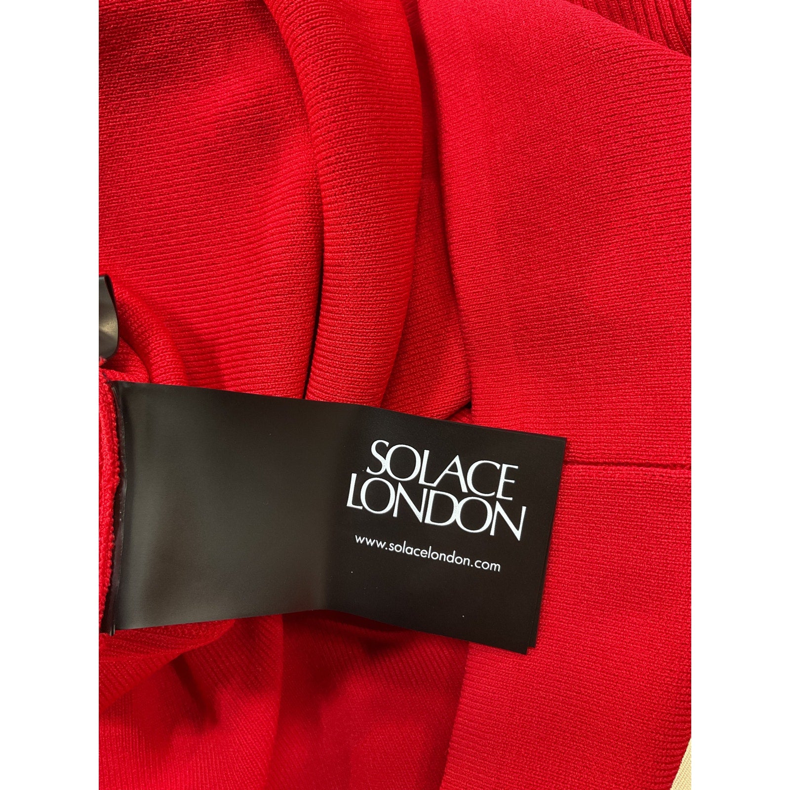 Solace London 'Mori' Red Viscose Midi Dress Size L