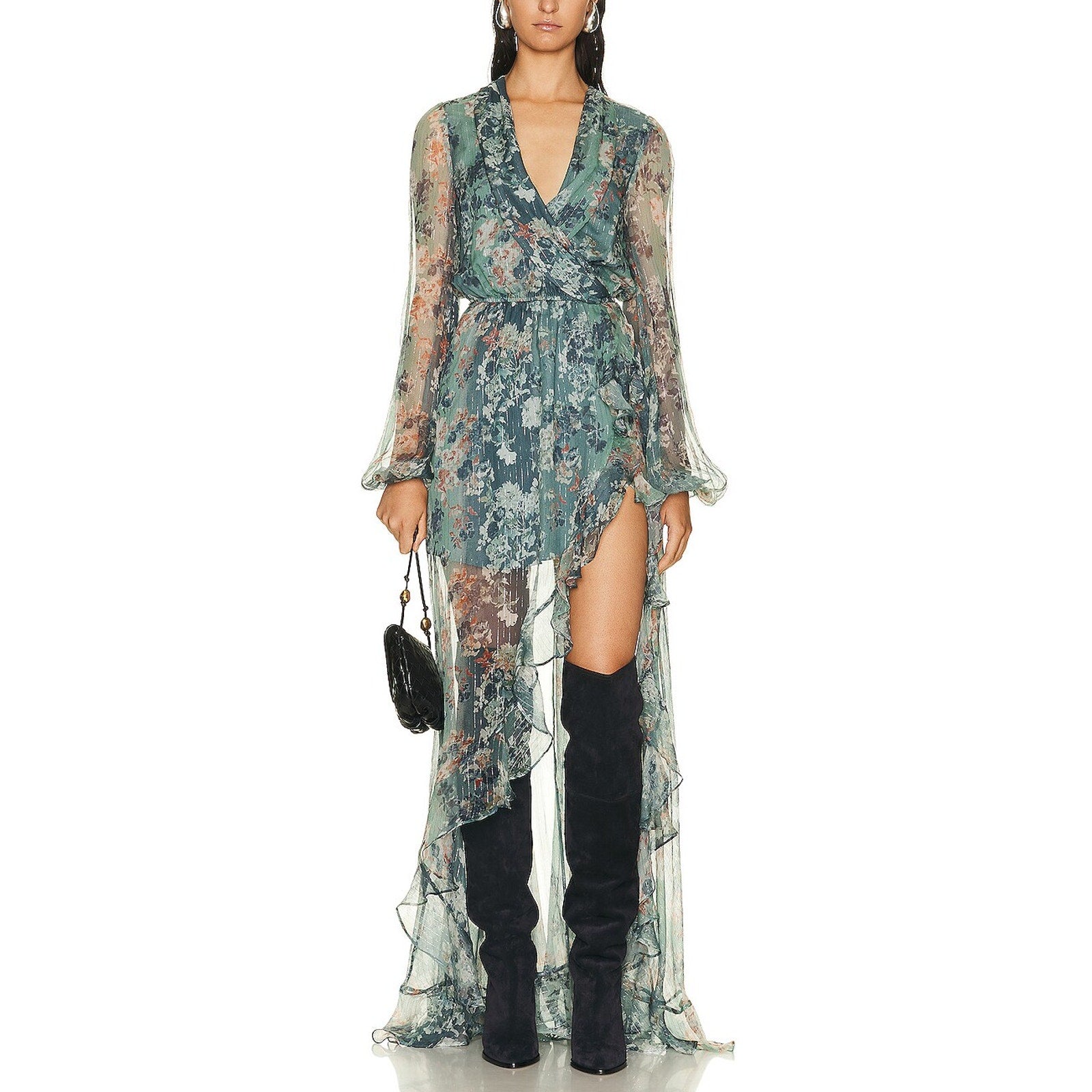 Caroline Constas 'Vivian' Blue Silk Gown Size L